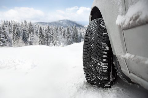 snow tires in snow