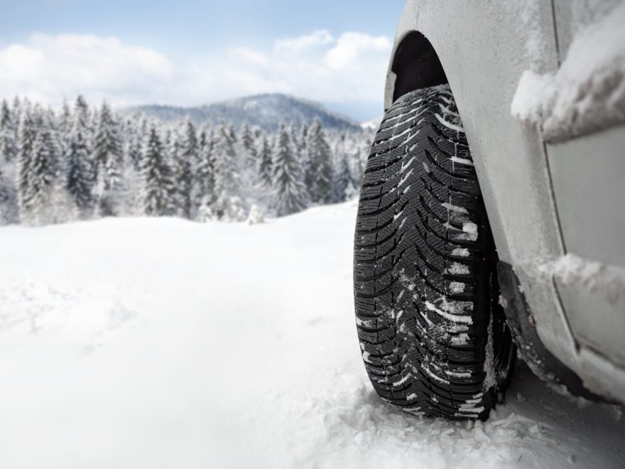 snow tires in snow