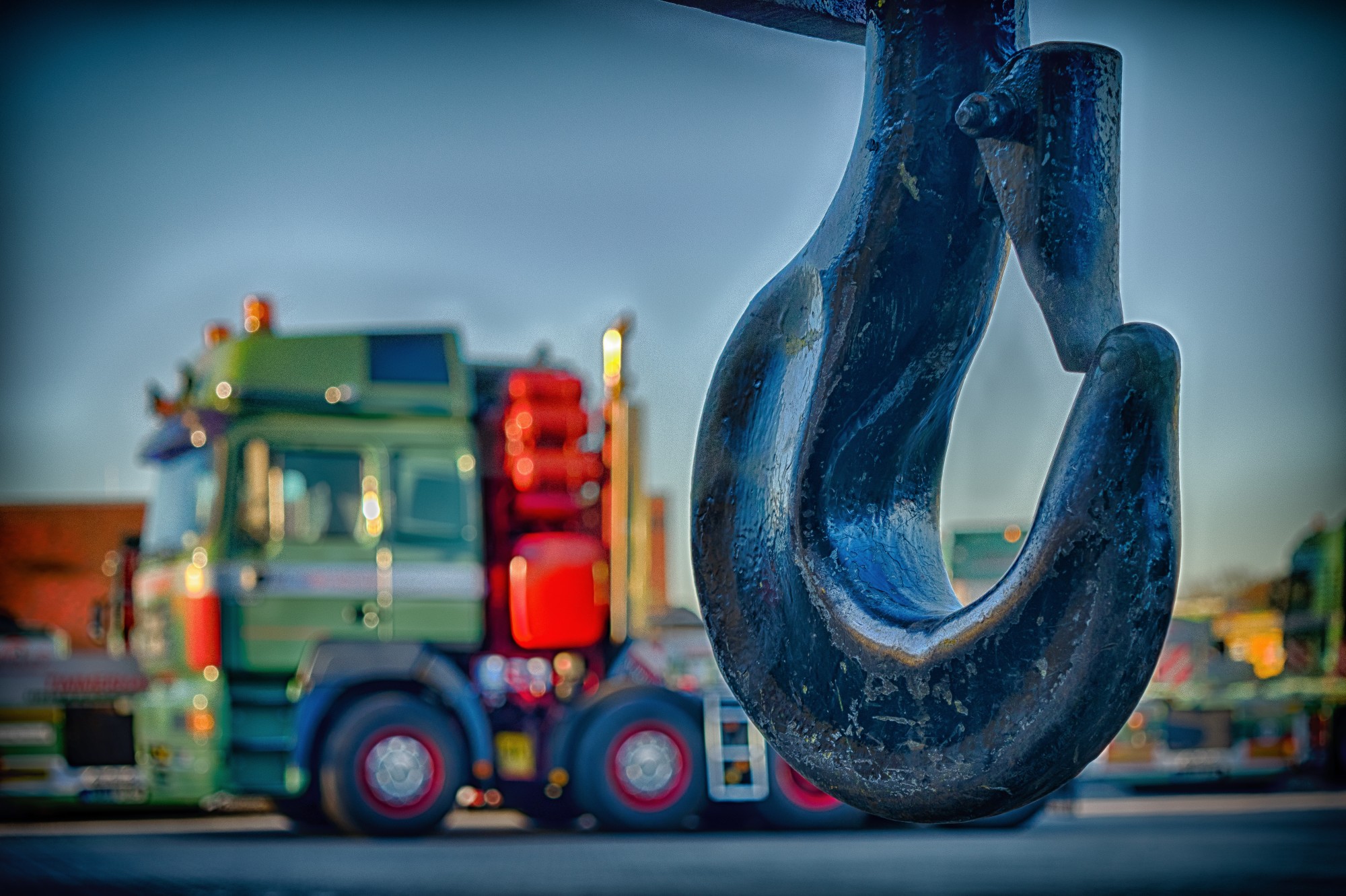 towing hitch and truck in background