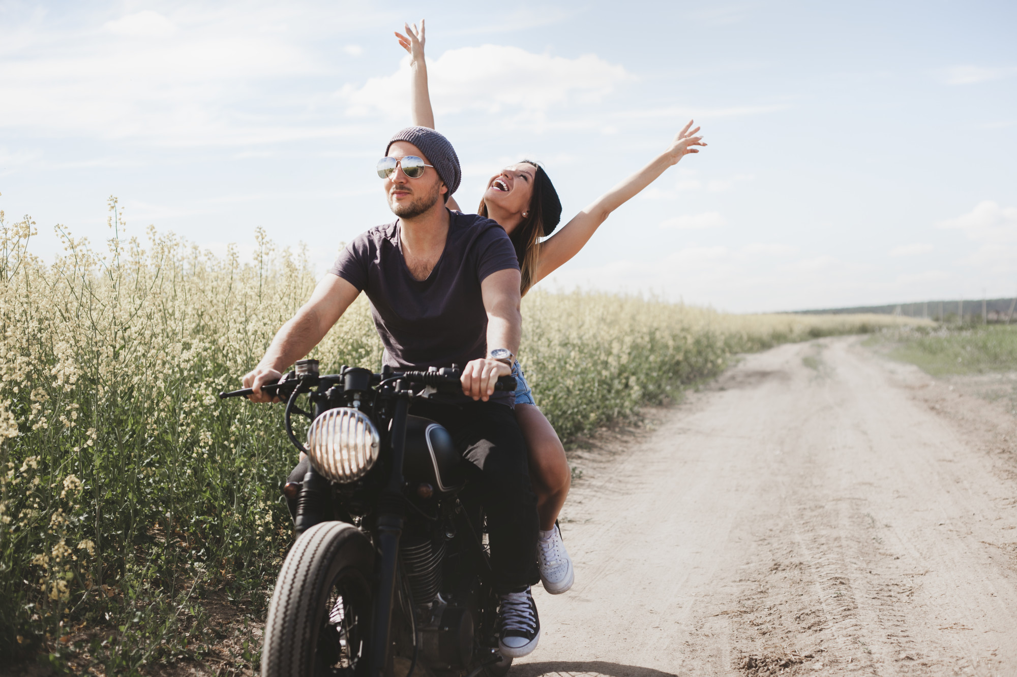 Couple Riding a Motorcycle